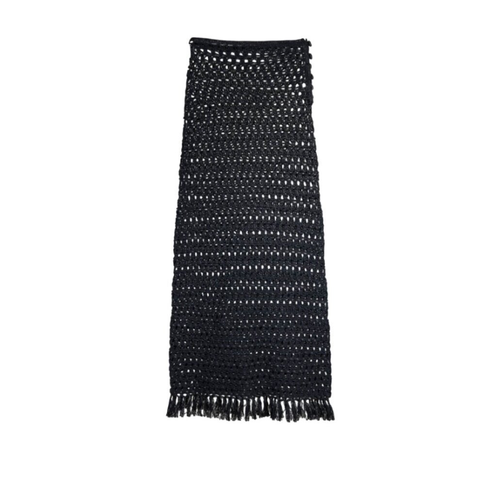 NWOT Marysia Crochet Maxi Skirt Cover Up Womens XXL Black Cotton Fringe Swim NEW - Picture 13 of 13